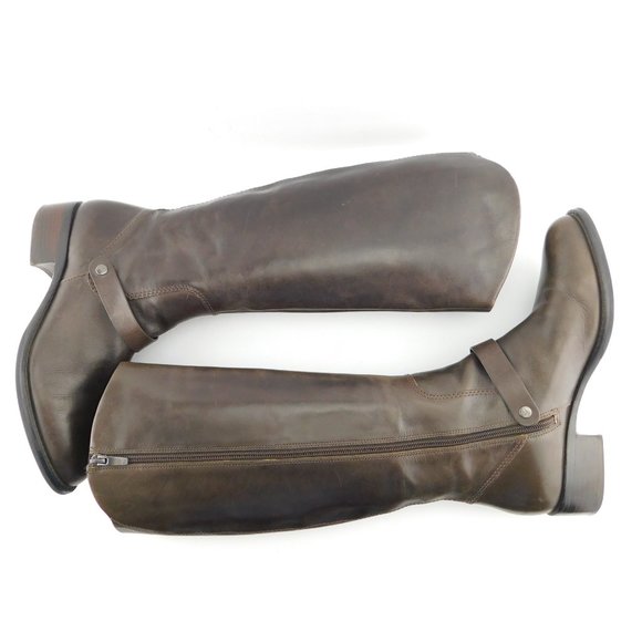 VIA SPIGA Brown Leather Riding Style Block Heel Tall Boots 8.5 - Picture 4 of 10